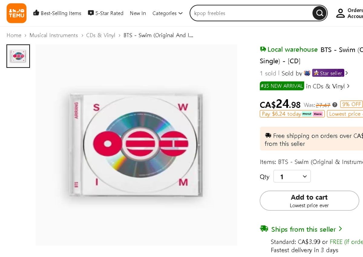 Counterfeit BTS ‘SWIM’ CDs spotted on Chinese shopping platform; illegal Temu sales anger global fandom