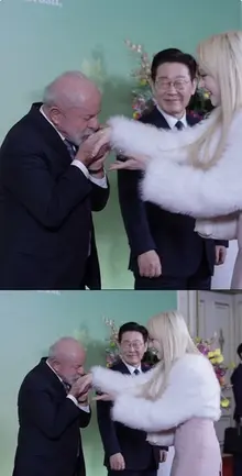 [フォト&] ブラジルのルーラ大統領、ブラックスワンのガビの手の甲に‘キス’…120万ビューを突破