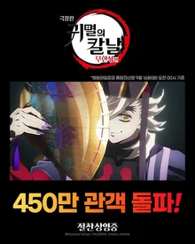 2025年上映作品第3名，《劇場版 鬼滅之刃：無限城篇》突破450萬