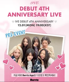 IVE，於Berriz慶祝出道四週年直播！