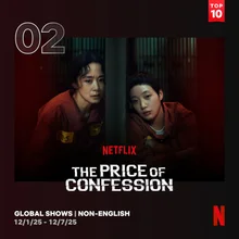 'The Price of Confession' Climbs to 2nd Place in Global TOP 10 Series (Non-English) Just 3 Days After Release