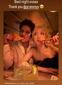 Rosé, Grammy Afterparty... Eating Pizza with Bruno Mars, 