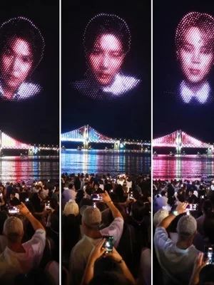 【照片】點亮釜山廣安里夜空的BTS……1,000架無人機燈光秀留下的世紀名場面
「BTS THE CITY ARIRANG BUSAN」無人機秀現場