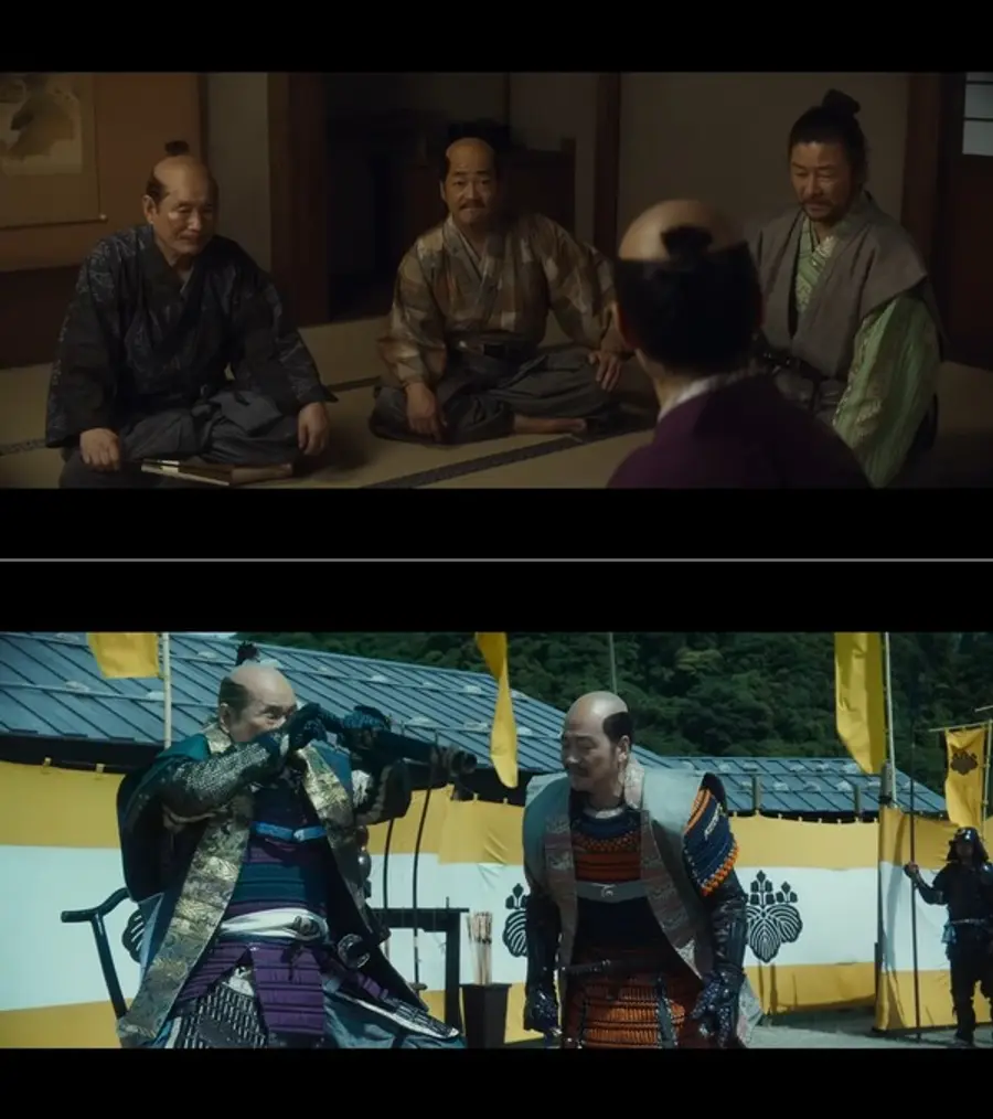 히데요시, 히데나가 형제와 쿠로다 칸베에 3인방의 대화는 만담을 연상케한다. (〈목〉)