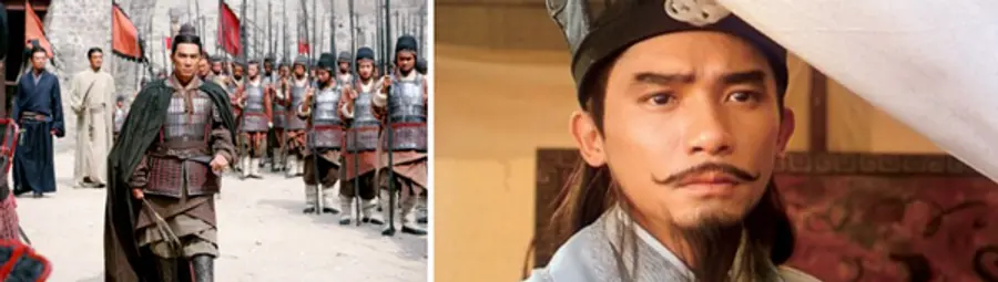 삼국지 속 주유로 나온 〈적벽대전 1부-거대한 전쟁의 시작〉과 제갈량으로 나온〈초시공애〉(오른쪽)