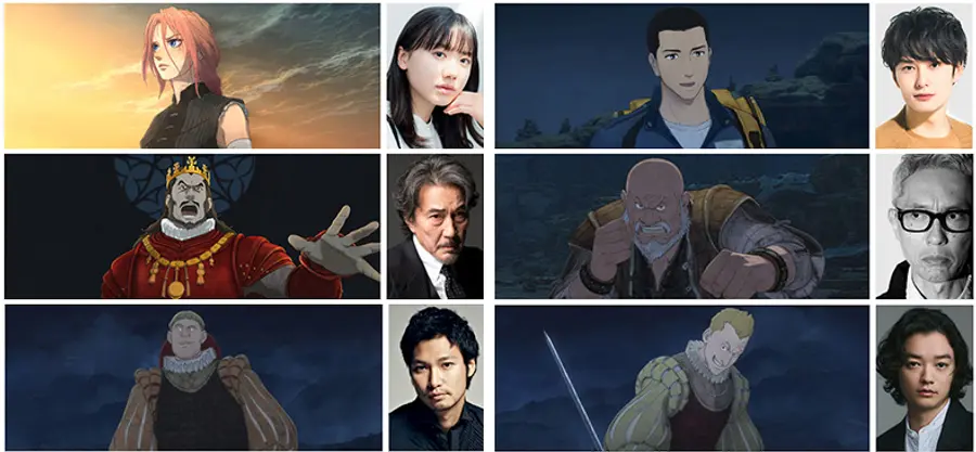 (from left) Mana Ashida, Masaki Okada, Koji Yakusho, Yutaka Matsushige, Munetaka Aoki, Shota Sometani [Source: scarlet-movie.jp]