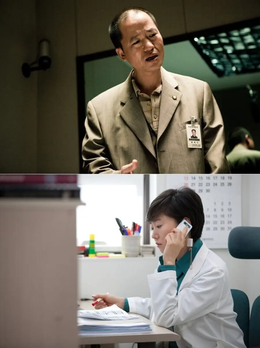 〈부당거래〉 카메오 출연한 황병국 감독(왼)과 이경미 감독