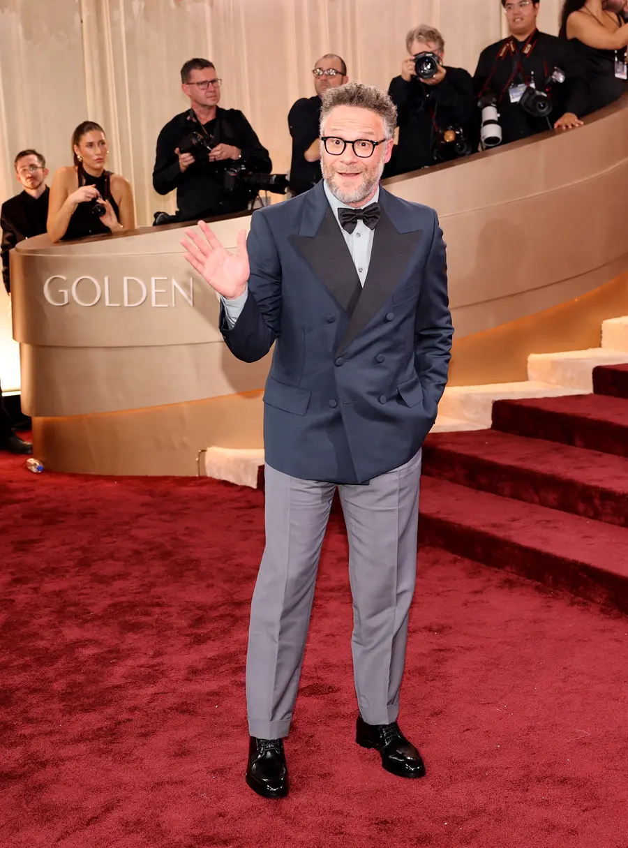 Seth Rogen poses on the red carpet at the 83rd Annual Golden Globes in Beverly Hills, California, U.S., January 11, 2026. REUTERS/Daniel Cole