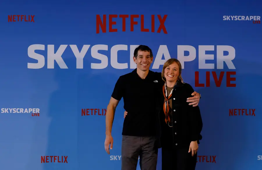 Climber Alex Honnold free soloing Taipei 101 Skyscraper - Taipei, Taiwan - January 25, 2026 Climber Alex Honnold and wife Sanni McCandless pose for photos during a press conference after his free soloed the Taipei 101 Skyscraper REUTERS/Ann Wang