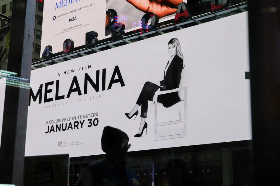 A movie posters for the documentary "Melania" featuring U.S. first lady Melania Trump is displayed in New York, U.S., January 26, 2026. REUTERS/Jeenah Moon