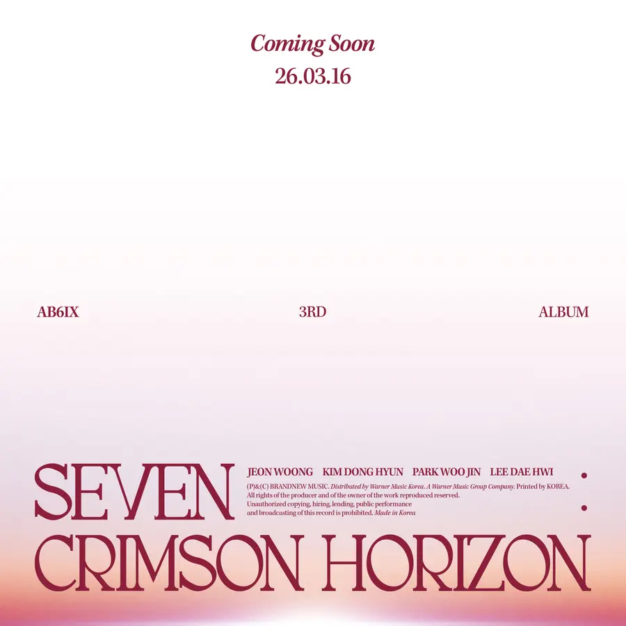 3RD ALBUM『SEVEN : CRIMSON HORIZON(セブン : クリムゾン・ホライズン)』カミングスーンポスター