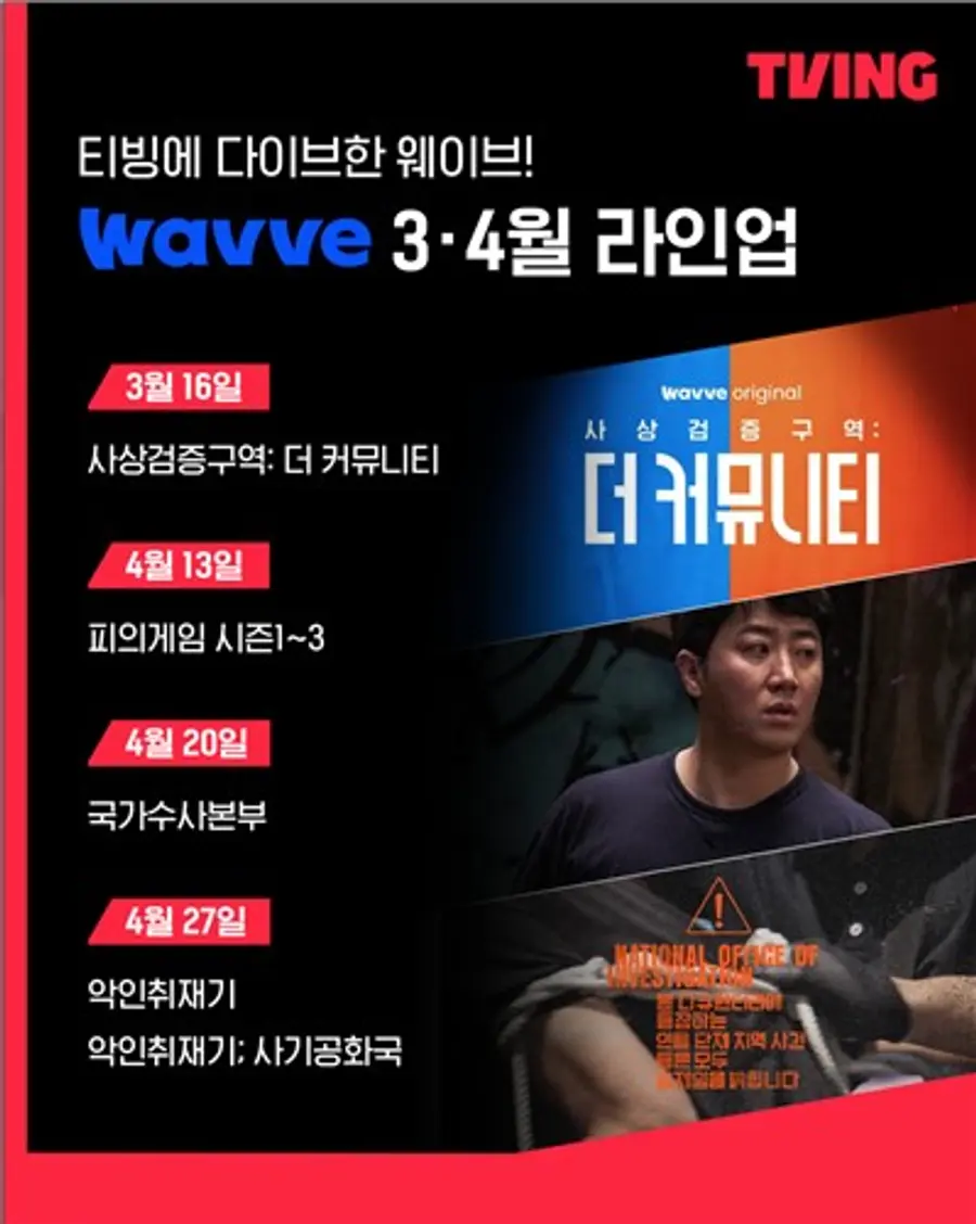 Wavve content released on Tving [Provided by Tving]