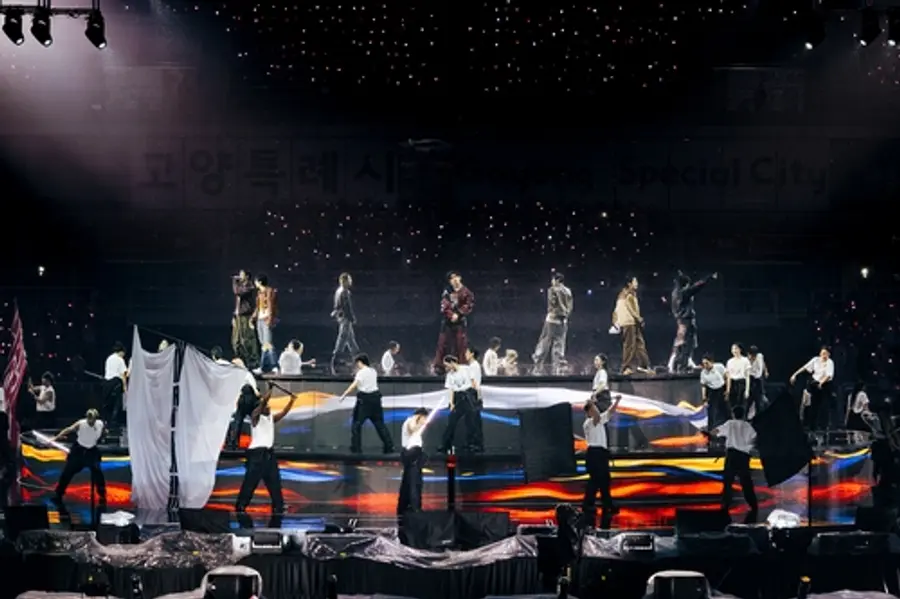 グループBTS（防弾少年団）の新ワールドツアー『アリラン／11日、コヤン総合運動場のメインスタジアムで開催されたワールドツアー『アリラン』でステージを披露している。2026.4.11［ビッグヒットミュージック提供。転載およびDB禁止］