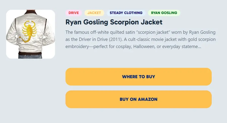 目前仍在販售的『Ryan Gosling 天蠍外套』
