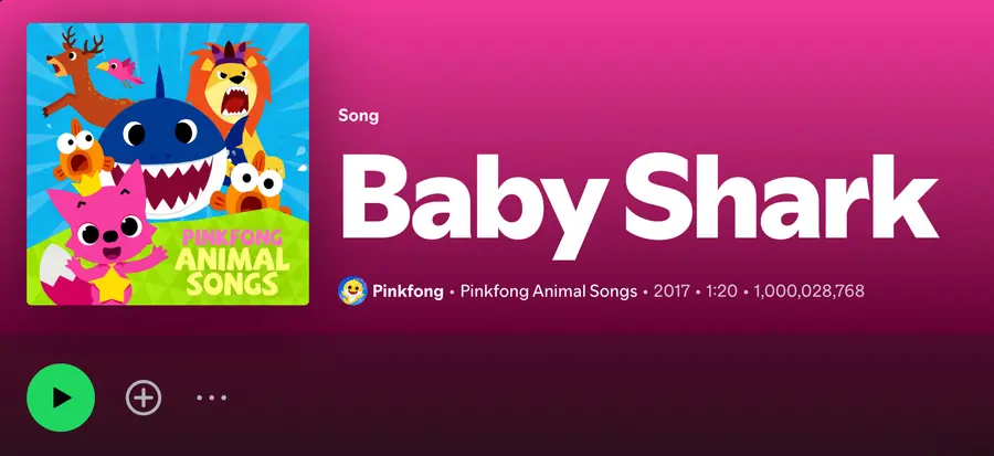 『ピンクフォン ベイビーシャーク』、スポティファイ10億ストリーミング［THE PINKFONG COMPANY提供］
