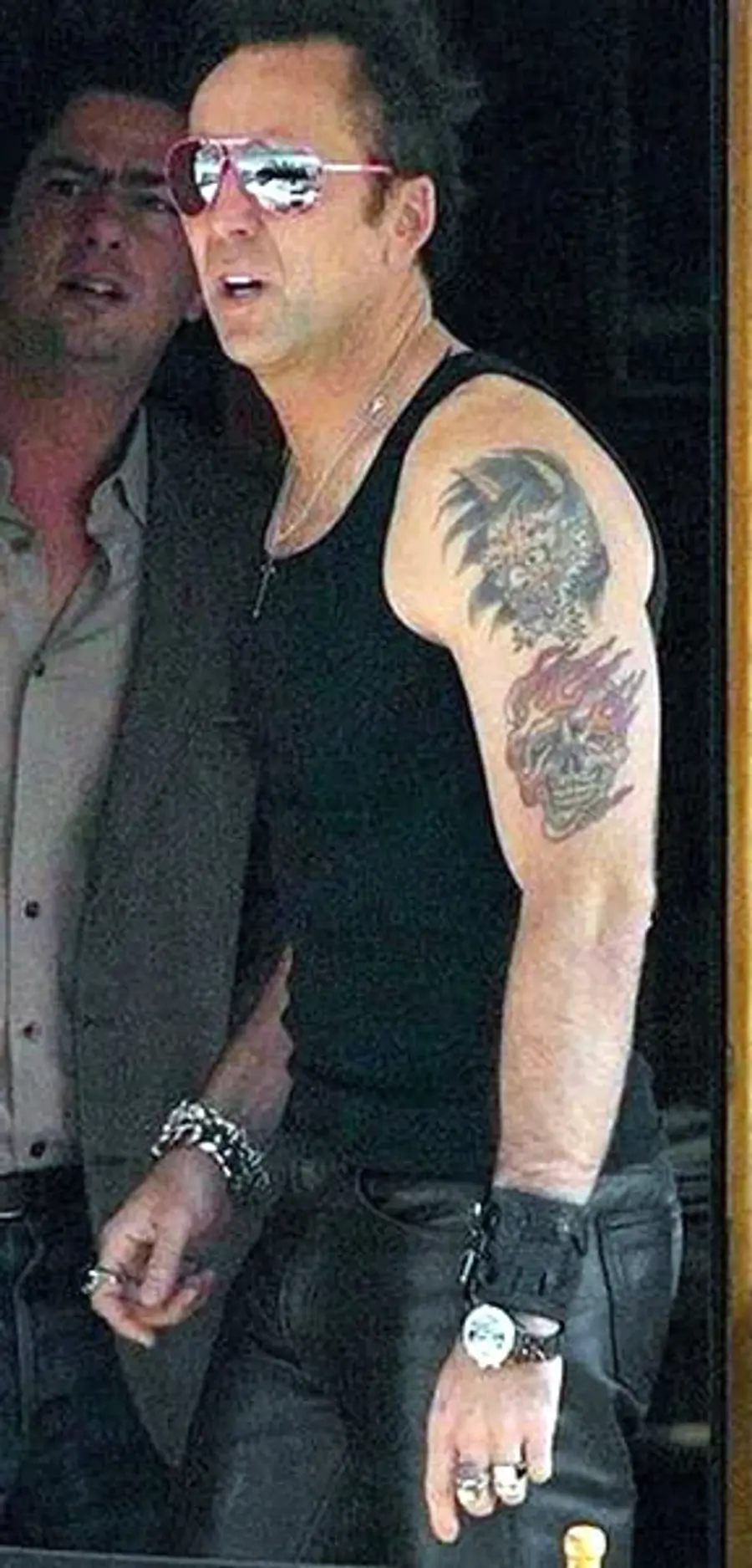 Nicolas Cage with a Ghost Rider tattoo
