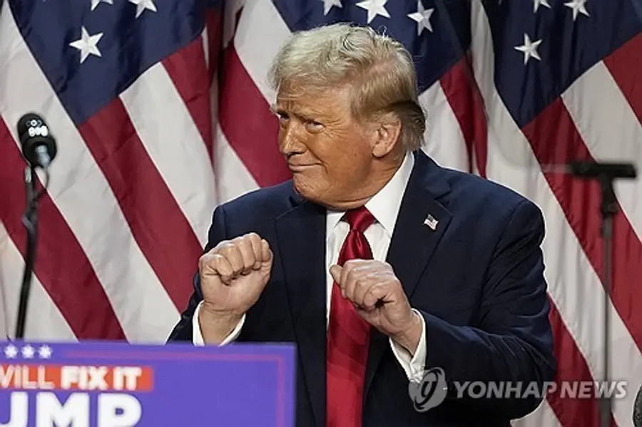 Le président américain Donald Trump, qui aime utiliser YMCA comme chanson de campagne [Photo d’archives Yonhap News/AP. Revente et base de données interdites]
