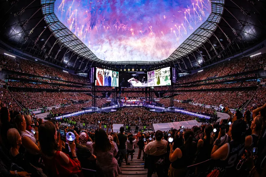 The group BTS performing in London, England [Provided by BigHit Music. No resale or DB prohibition]
