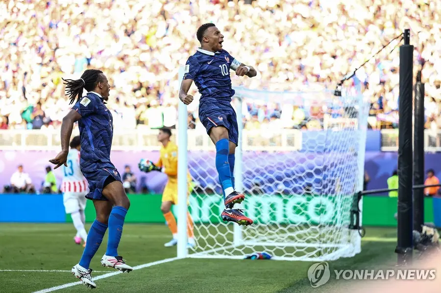 Kylian Mbappé celebrating a goal [AFP=Yonhap News]