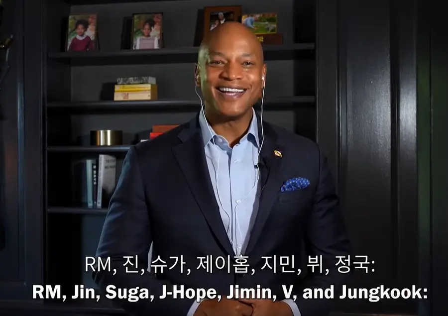 U.S. Maryland Gov. Wes Moore posted a welcome video for BTS [Social media (SNS) capture by Gov. Wes Moore]
