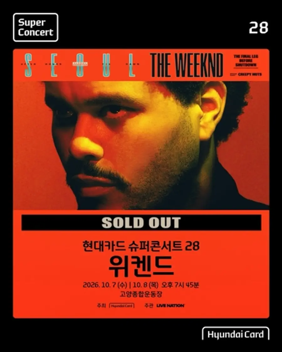 The Weeknd 演出海報［由 Live Nation Korea 提供。禁止轉售及建檔］