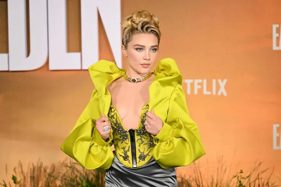 On Sept. 30, 2026, actress Florence Pugh attended the premiere of the Netflix series ‘East of Eden’ at The Plaza Hotel in New York. (Photo by ANGELA WEISS / AFP)
