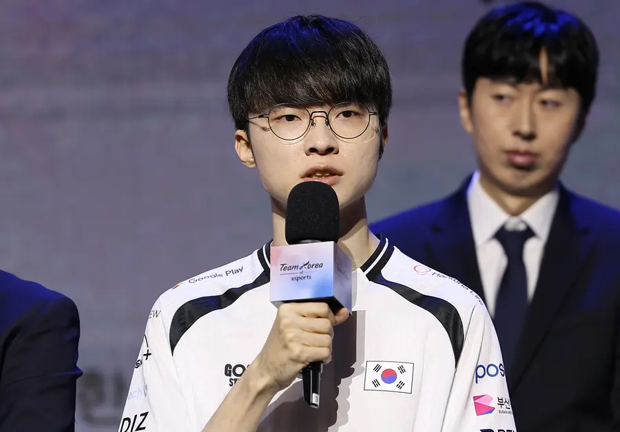 Aichi-Nagoya Asian Games esports South Korean national team send-off ceremony ‘Faker’ Lee Sang-hyeok, who will compete in League of Legends, answers questions from reporters. Aug. 25, 2026